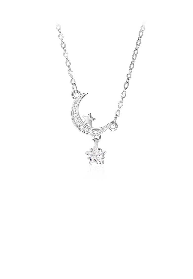 SOEOES 925純銀時尚氣質月星吊飾配方晶鋯石項鍊