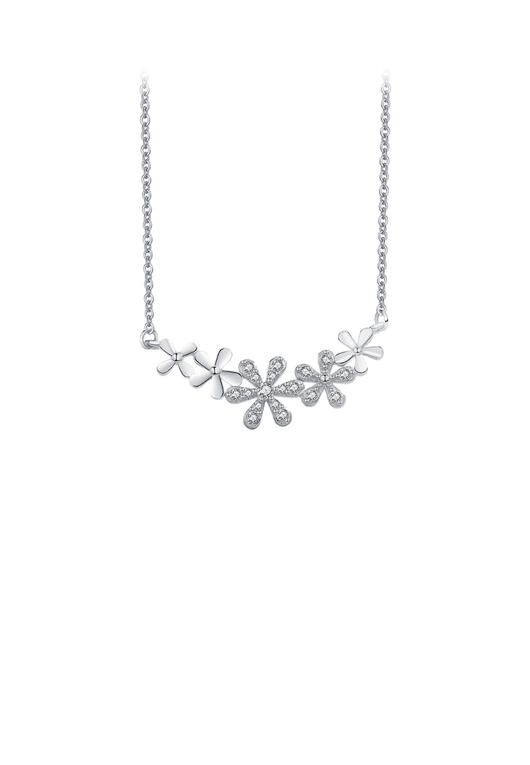 SOEOES 925 純銀時尚優雅花朵吊墜配方晶鋯石和項鍊