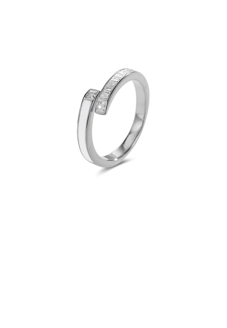 SOEOES 925 純銀簡約時尚幾何可調式開口戒指配方晶鋯石
