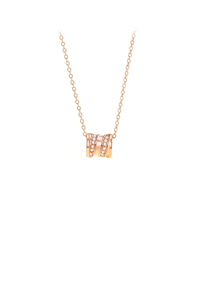 SOEOES 925 純銀鍍玫瑰金時尚簡約小號腰部轉運珠吊飾配方晶鋯石與項鍊