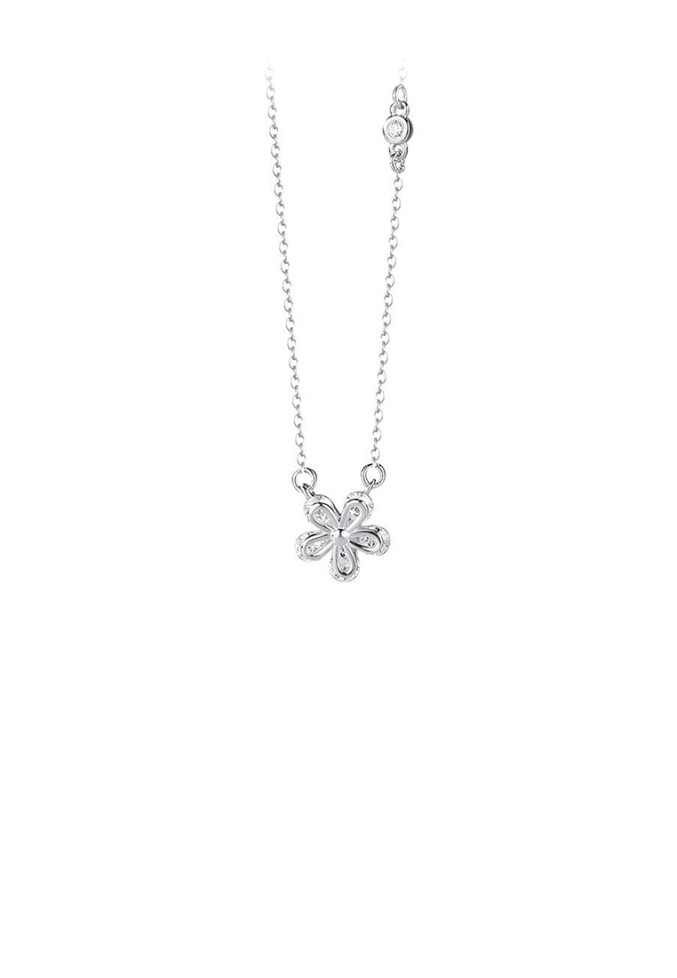 SOEOES 925 純銀簡約甜美花朵吊墜配方晶鋯石和項鍊