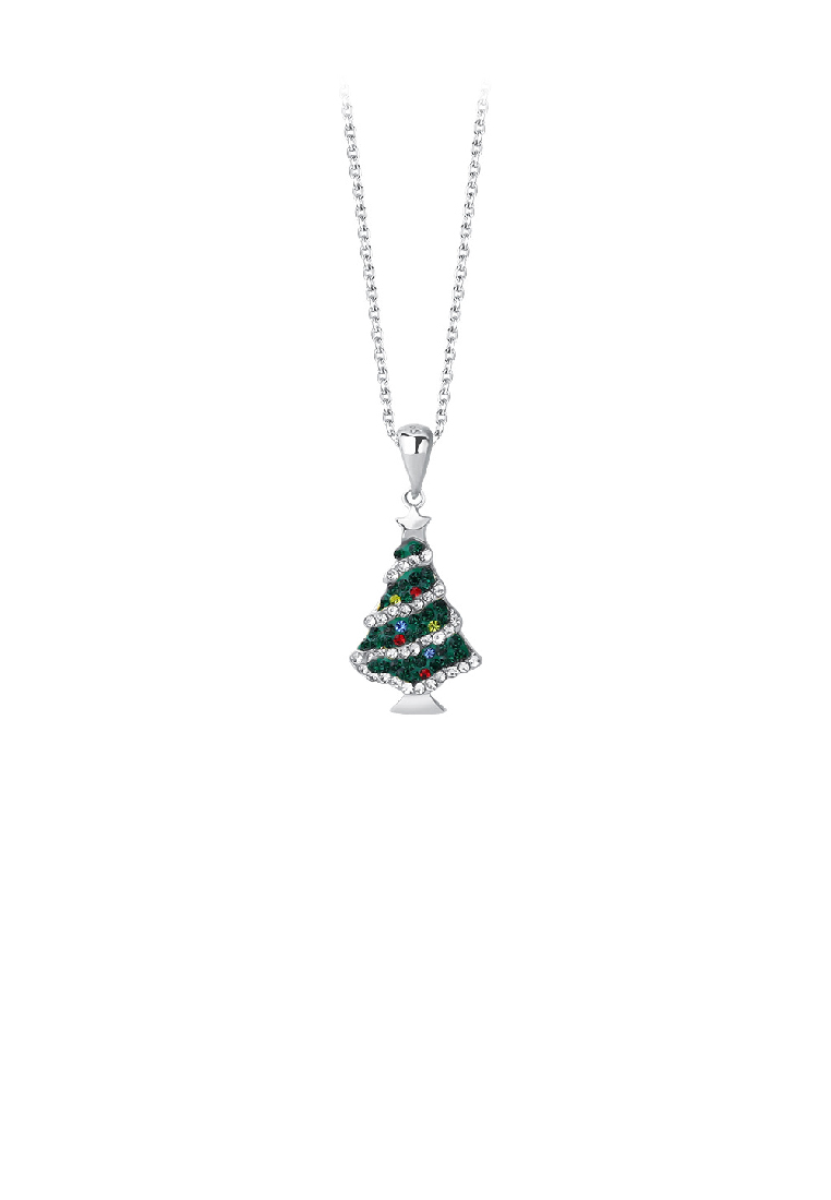 SOEOES 925 純銀時尚浪漫聖誕樹吊墜配方晶鋯石和項鍊