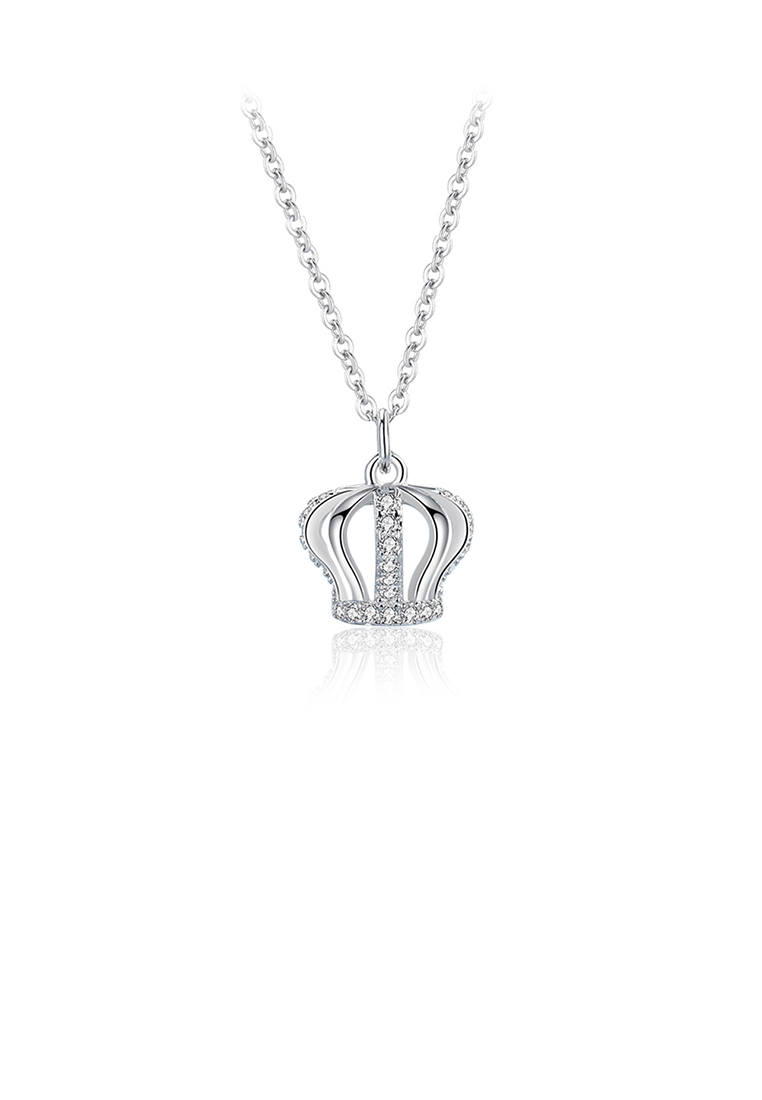 SOEOES 925 純銀時尚簡約皇冠吊飾配方晶鋯石與項鍊