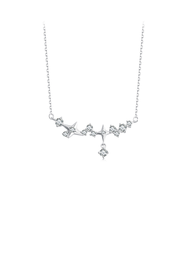 SOEOES 925純銀時尚氣質星星吊飾配方晶鋯石項鍊