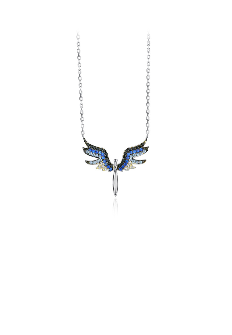 SOEOES 925純銀時尚氣質天使之翼吊飾配方晶鋯石與項鍊