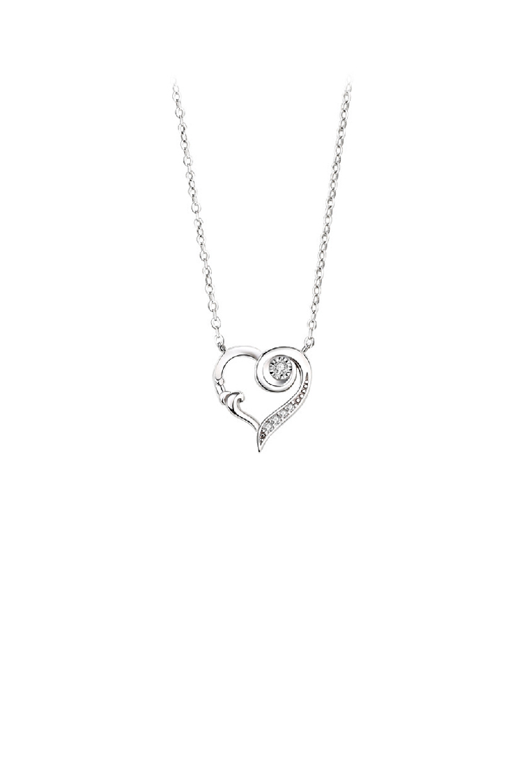 SOEOES 925 純銀創意浪漫海浪空心心形吊墜配方晶鋯石和項鍊