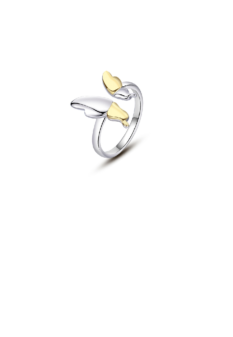 SOEOES 925純銀時尚氣質蝴蝶幾何可調式開口戒指