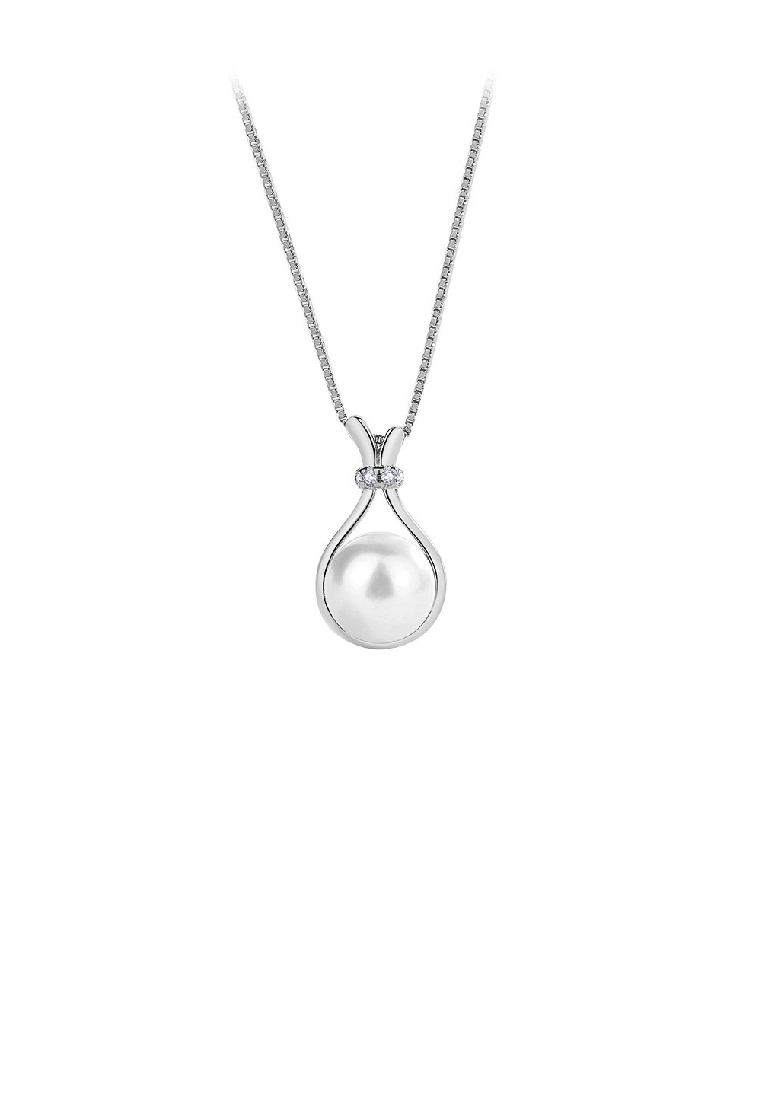 SOEOES 925純銀時尚氣質福袋仿珍珠吊飾配方晶鋯石項鍊