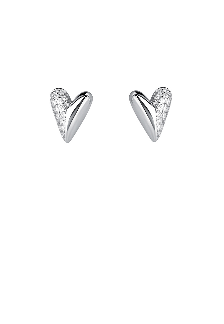 SOEOES 925 純銀簡約可愛心型耳環配方晶鋯石