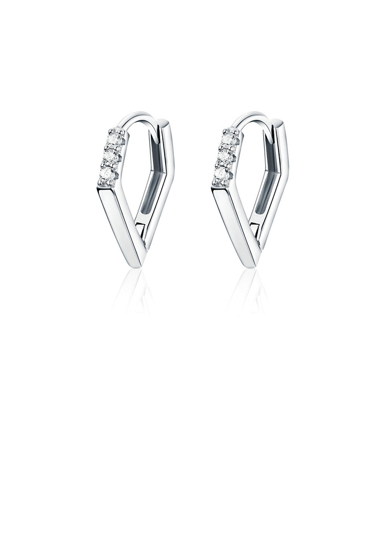 SOEOES 925 純銀方晶鋯石簡約時尚幾何耳環