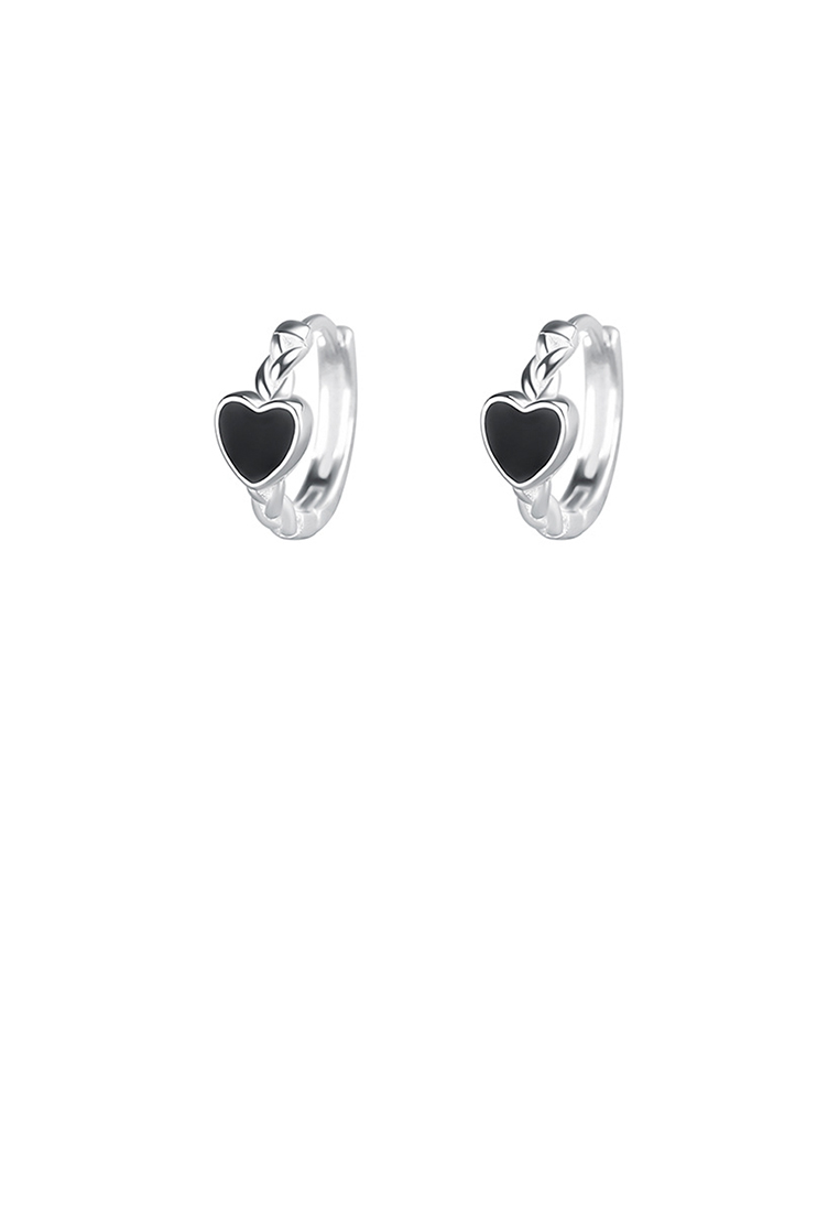 SOEOES 925純銀時尚簡約琺瑯心型耳環