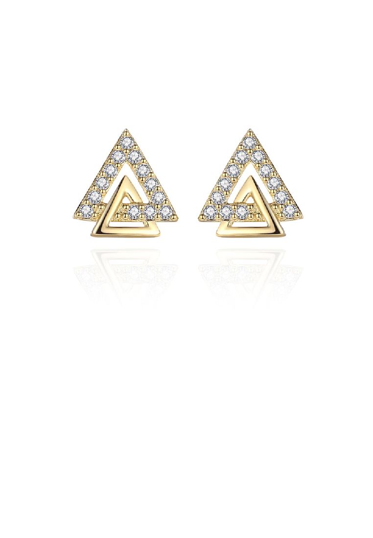 SOEOES 925 純銀鍍金時尚簡約三角形幾何耳環配方晶鋯石