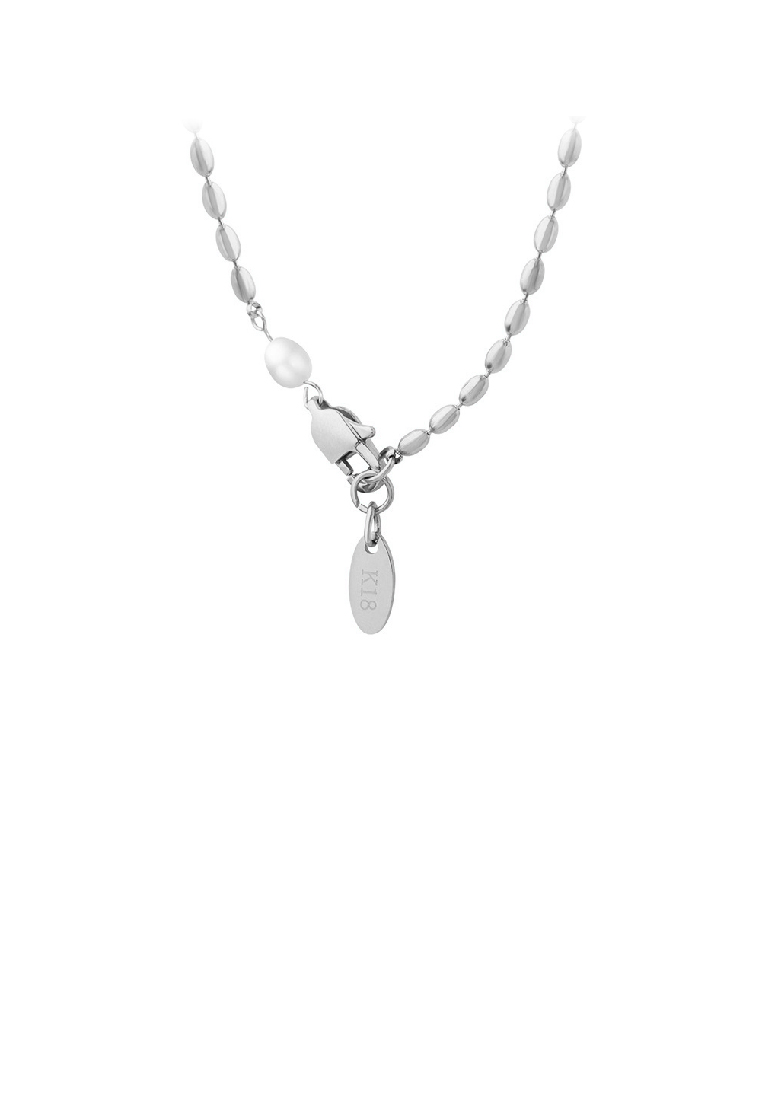 SOEOES 時尚簡約316L不鏽鋼幾何串珠仿珍珠項鍊
