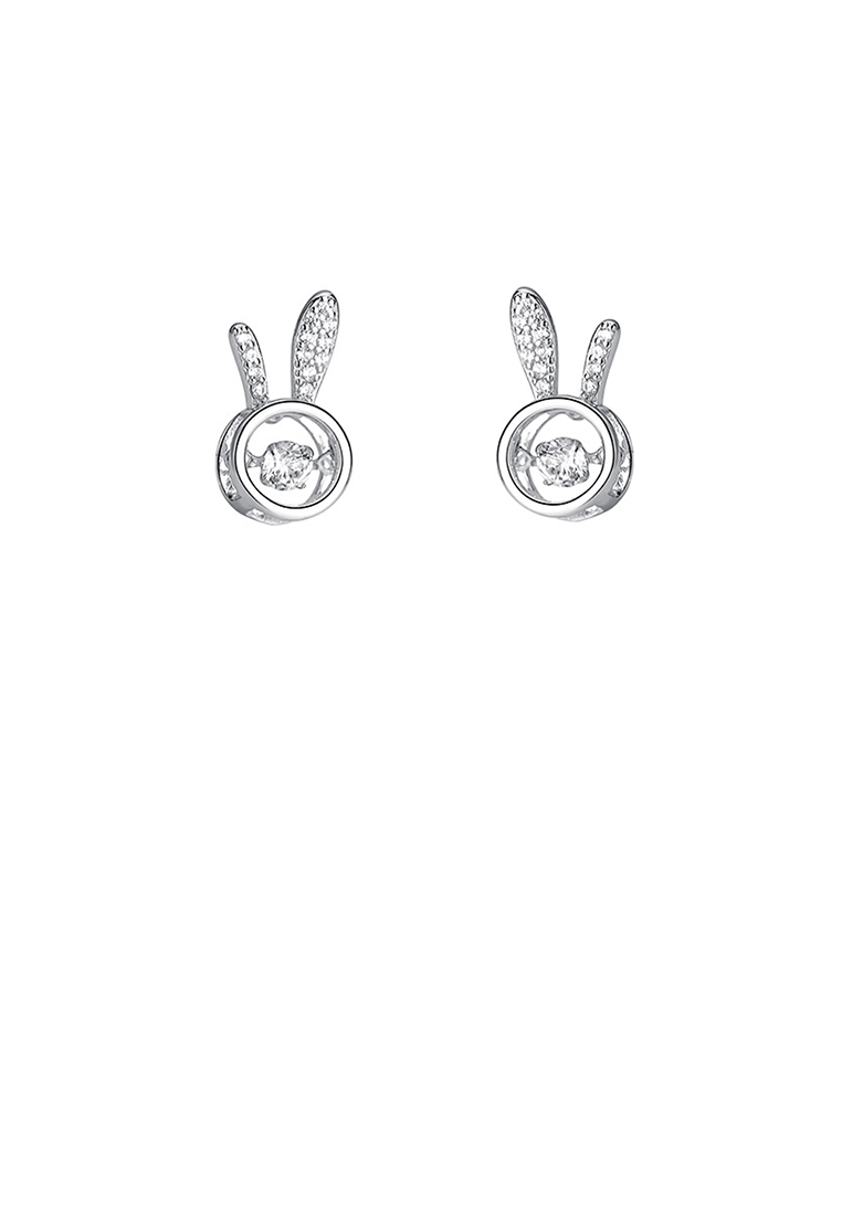 SOEOES 925 純銀簡約可愛兔子耳環配方晶鋯石