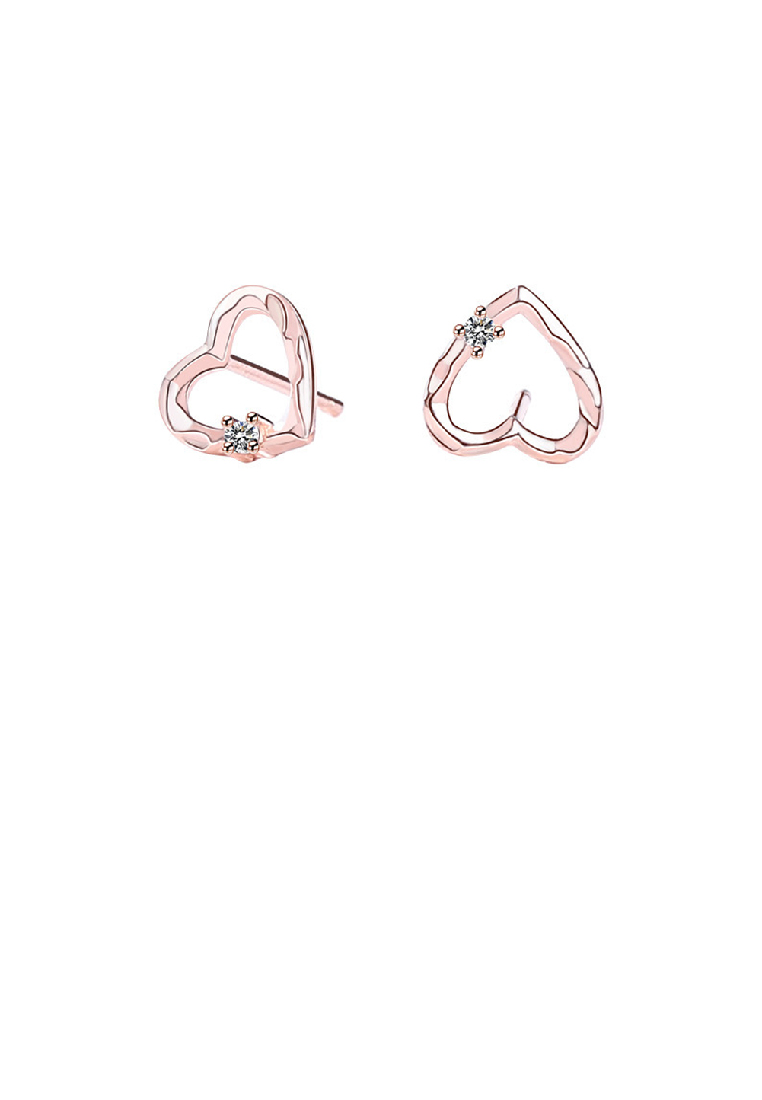SOEOES 925 純銀鍍玫瑰金簡約時尚空心立方氧化鋯耳環