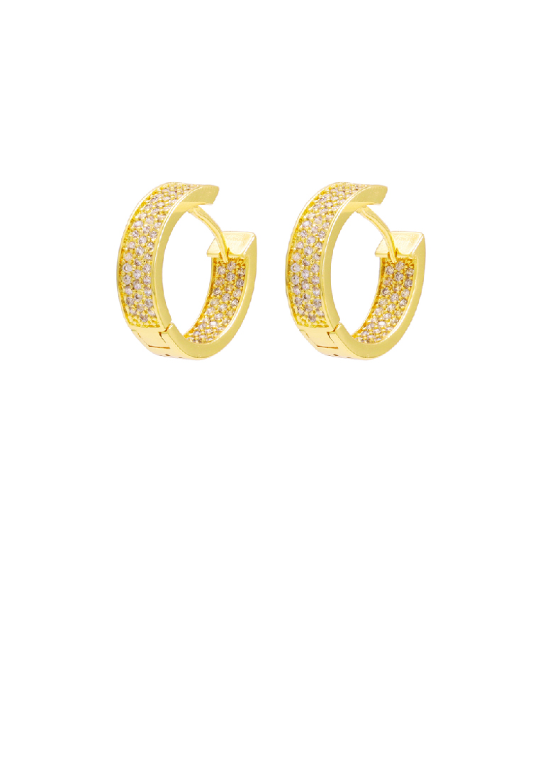 SOEOES 時尚氣質方晶鋯石鍍金幾何圈形耳環