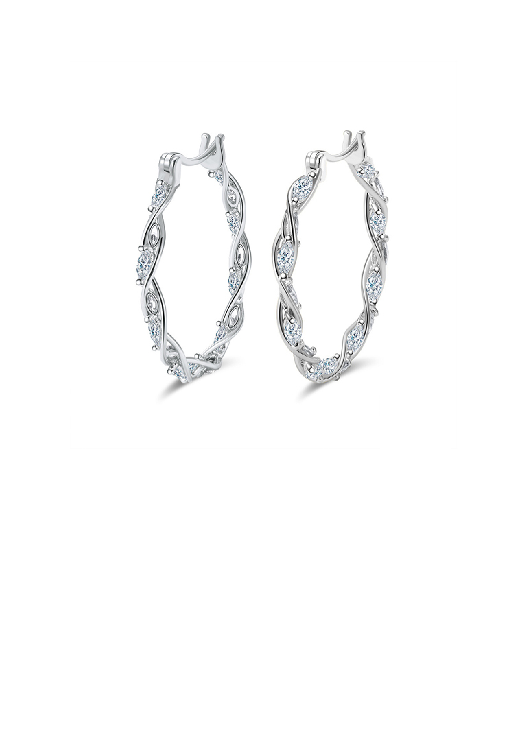 SOEOES 925 純銀簡約時尚扭紋幾何圓形耳環配方晶鋯石