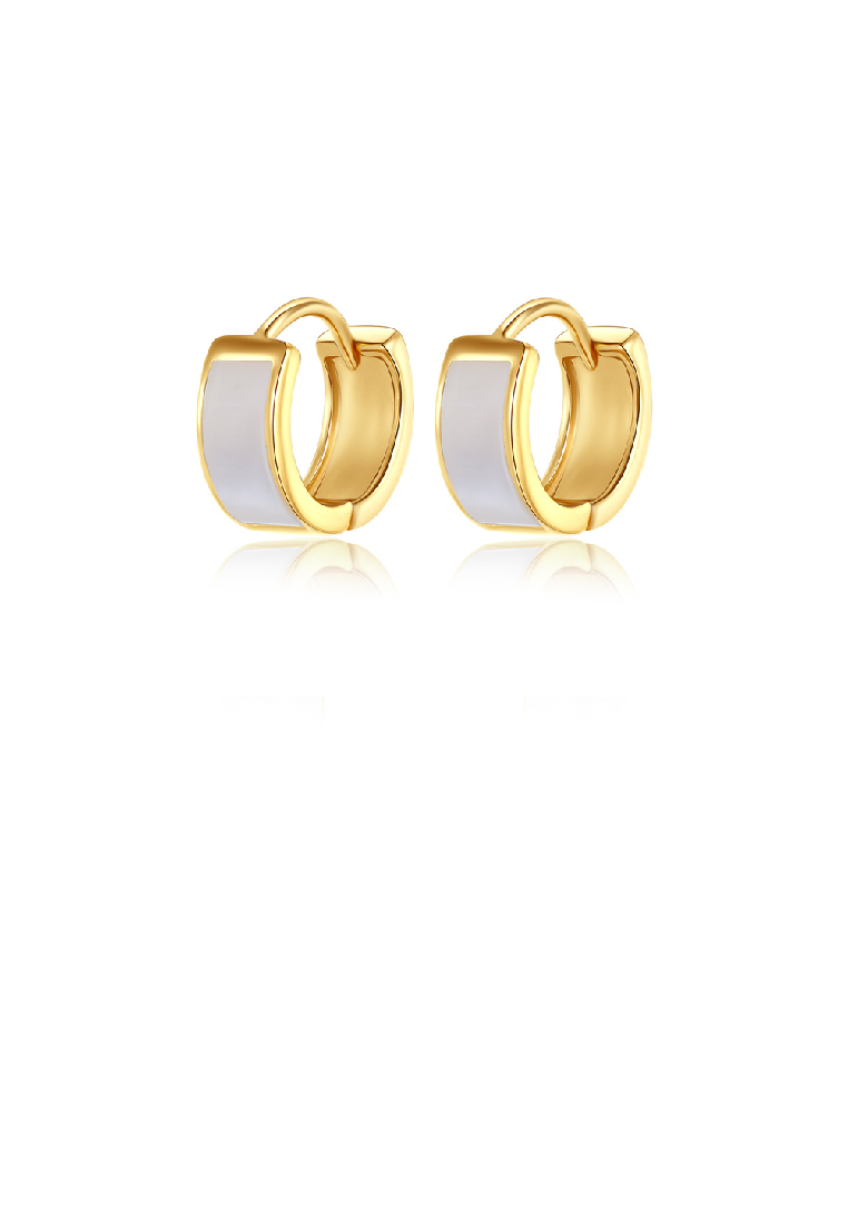 SOEOES 925純銀鍍金簡約時尚幾何寬圓貝殼耳環