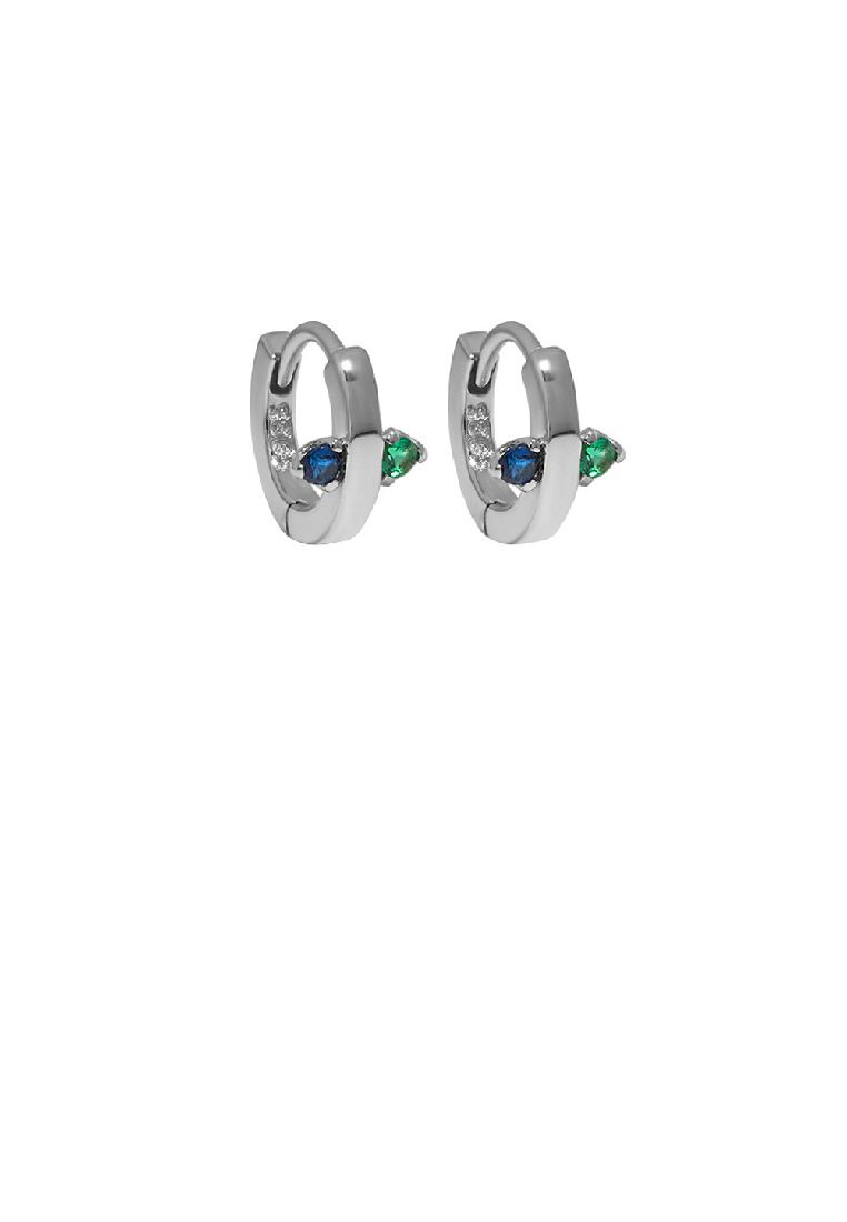 SOEOES 925 純銀方晶鋯石簡約個性幾何圓形耳環