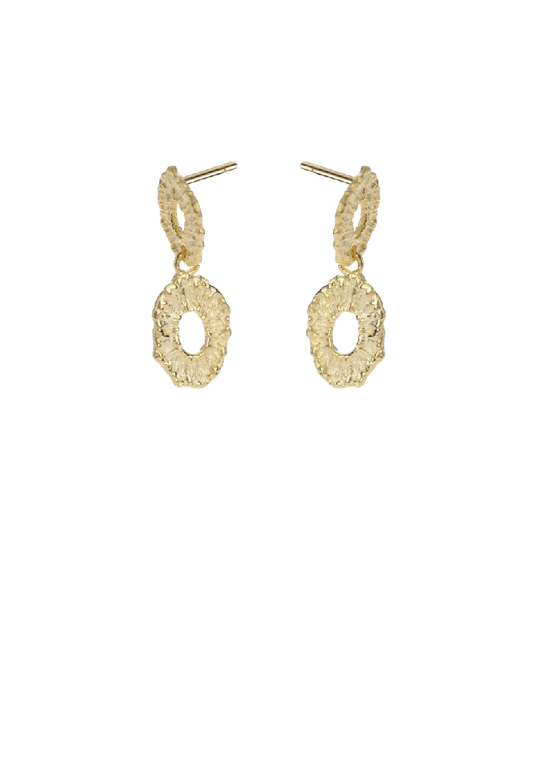SOEOES 925 純銀鍍金時尚個性不規則圖案雙圈耳環
