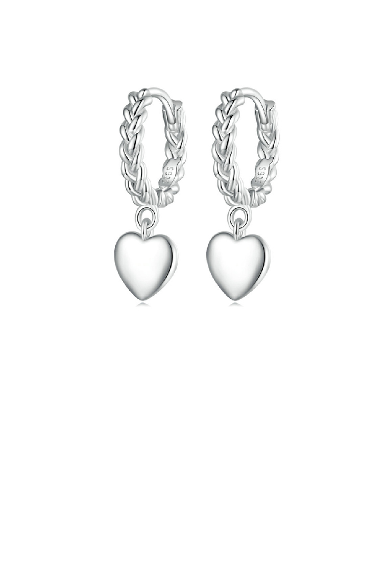 SOEOES 925 純銀簡約浪漫心形幾何扭紋耳環