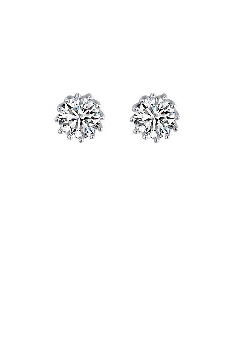 SOEOES 925 純銀簡約時尚幾何圓形方晶鋯石耳環