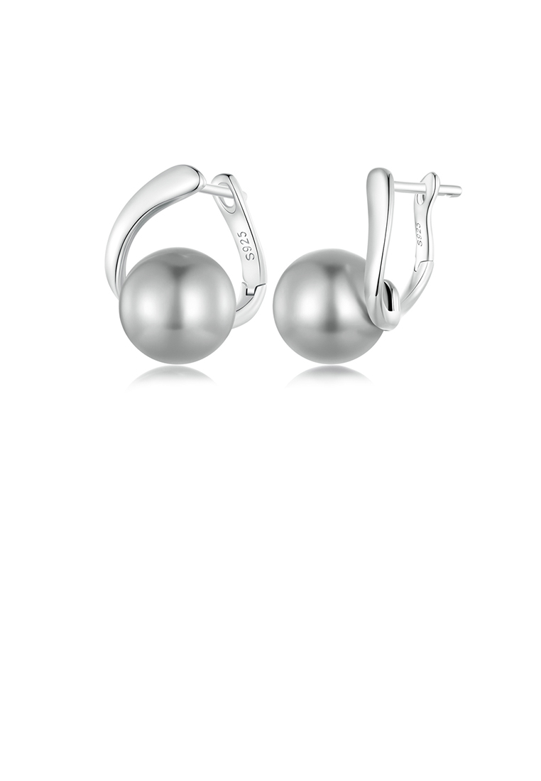SOEOES 925純銀時尚氣質幾何仿珍珠耳環