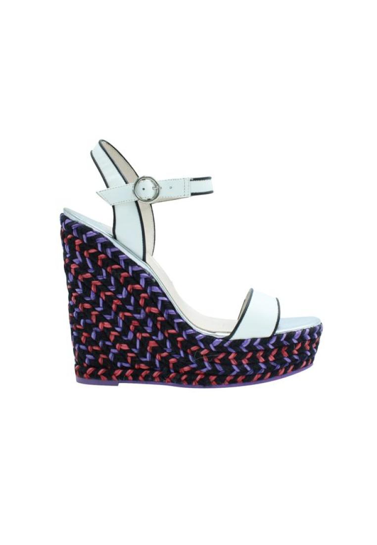 Sophia Webster Pre-Loved SOPHIA WEBSTER Colorful Woven Wedges with White Straps