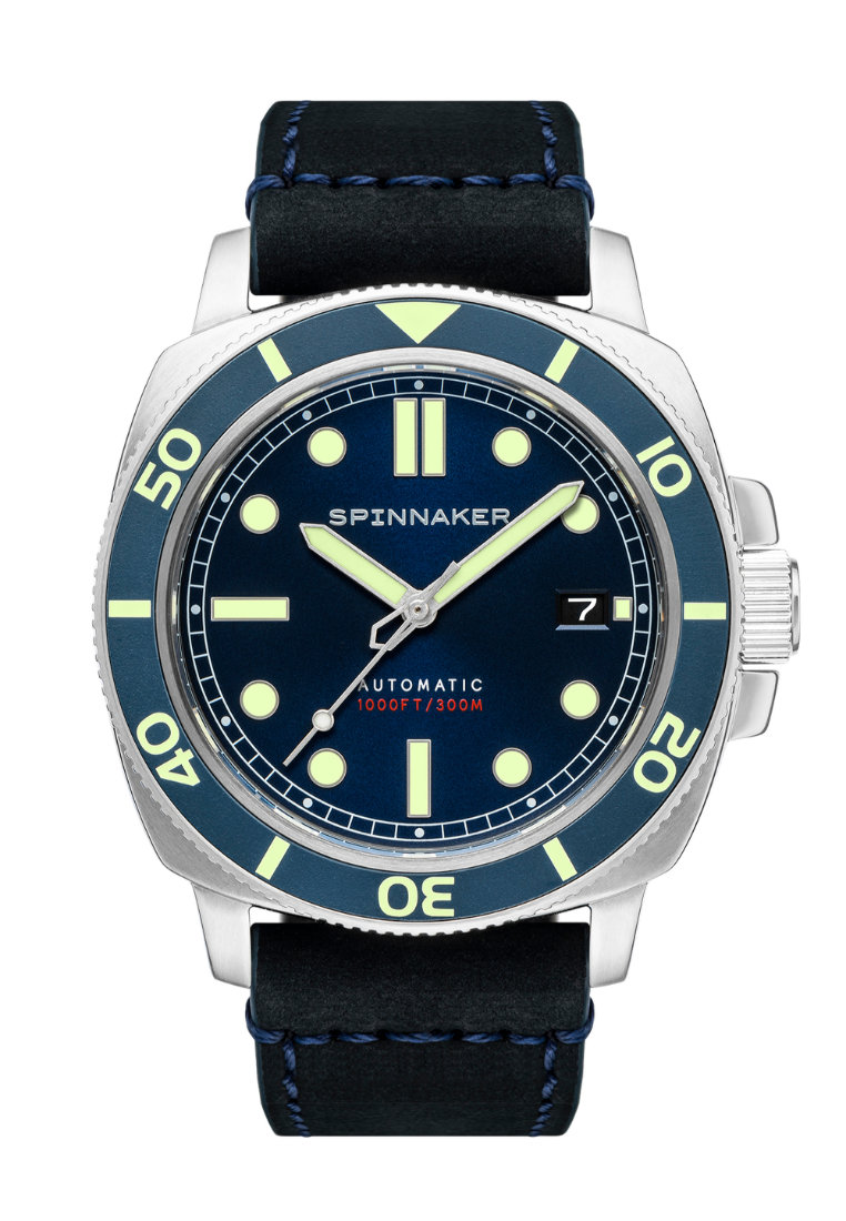 Spinnaker Men's 42mm Hull Diver Automatic Watch With Blue Leather Strap SP-5088