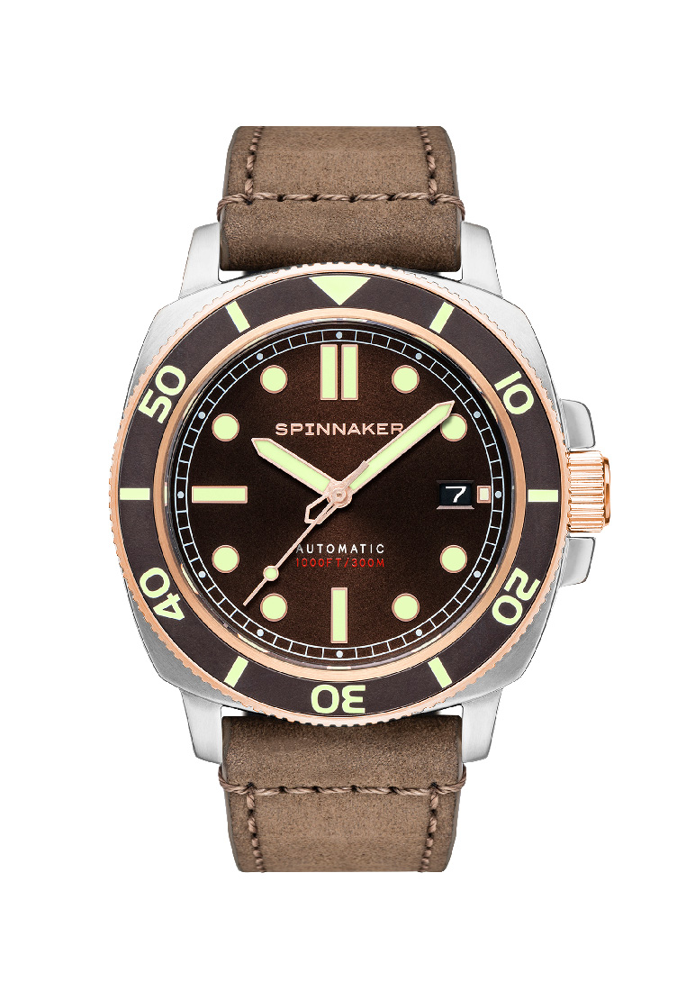 Spinnaker Men's 42mm Hull Diver Automatic Watch With Brown Leather Strap SP-5088