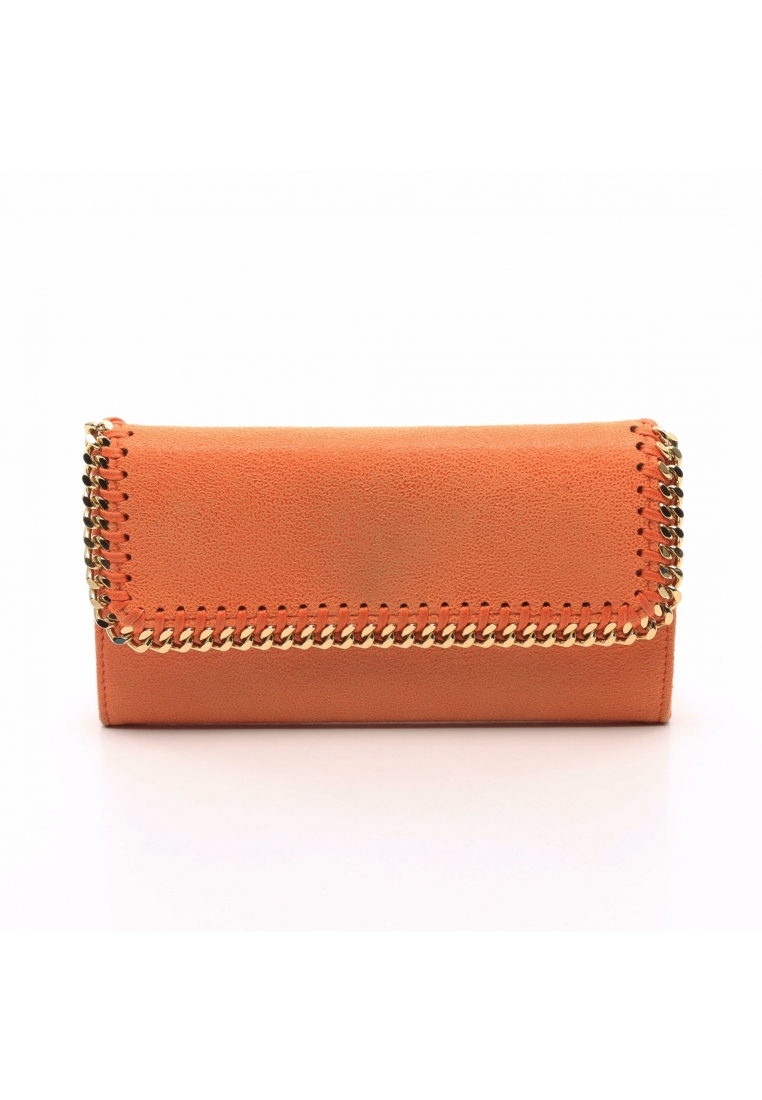 STELLA MCCARTNEY 二奢 Pre-loved Falabella Shaggy dia flap wallet Bi-fold Long Wallet Fake leather orange Stella McCartney