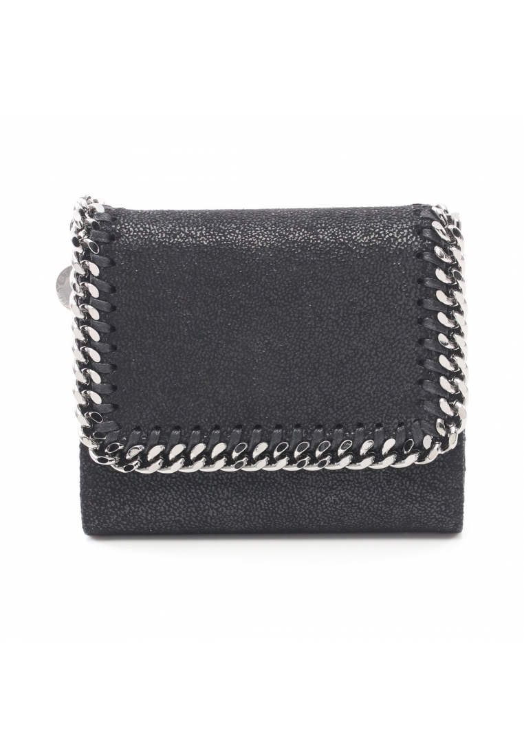 二奢 Pre-loved STELLA MCCARTNEY Falabella Small flap wallet trifold wallet Fake leather black