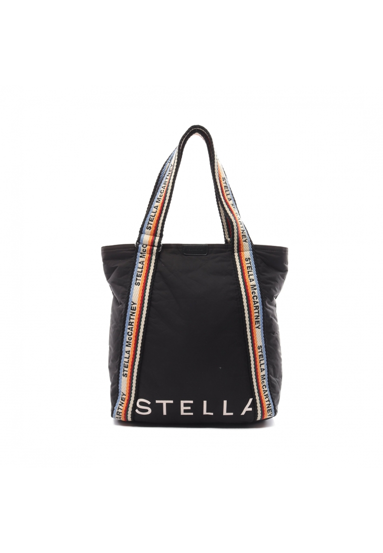 二奢 Pre-loved STELLA MCCARTNEY Shoulder bag tote bag logo print Nylon canvas black multicolor
