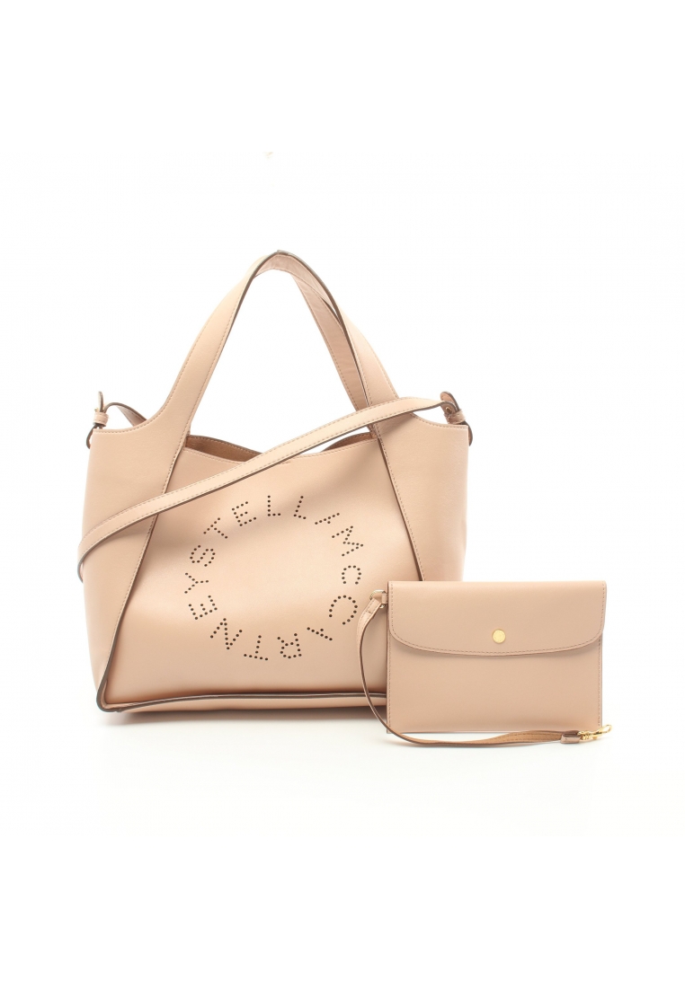 二奢 Pre-loved STELLA MCCARTNEY Stella logo Handbag tote bag Fake leather pink beige 2WAY