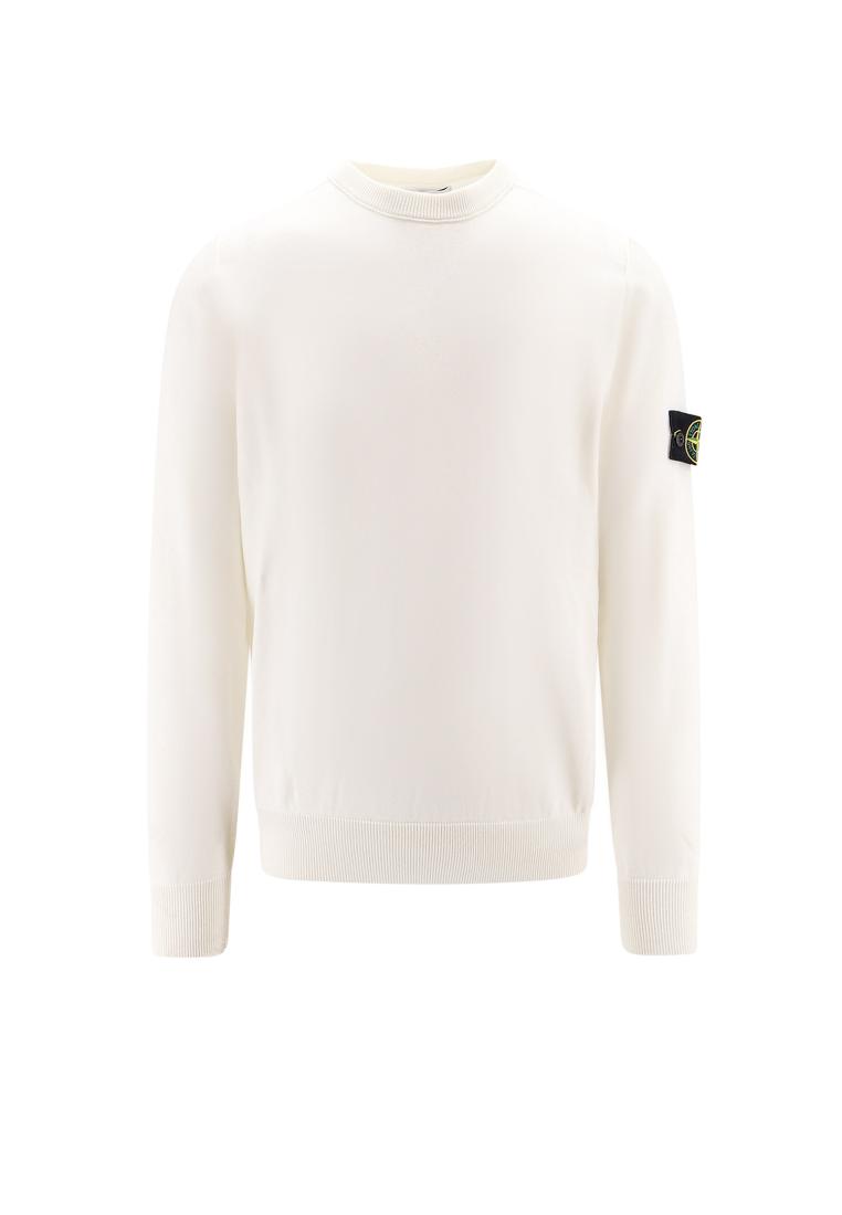 Stone Island Organic cotton sweater with logo patch - STONE ISLAND - White