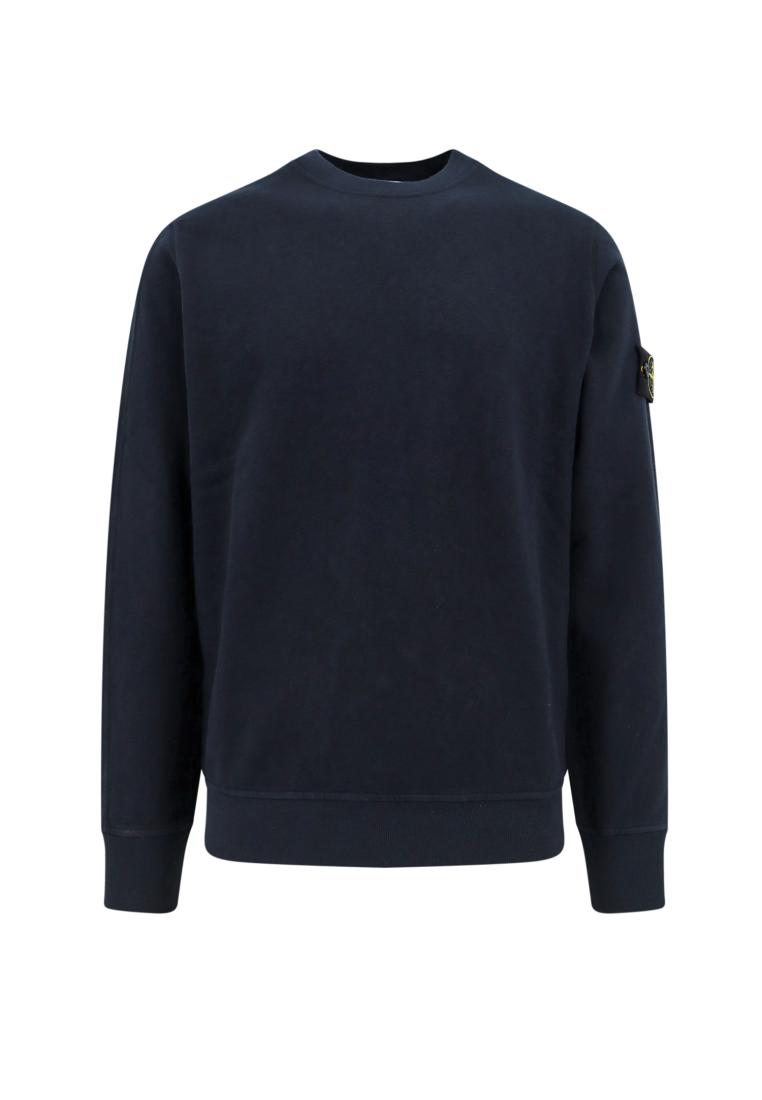 Stone Island Cotton sweatshirt with removable logo patch - STONE ISLAND - Blue