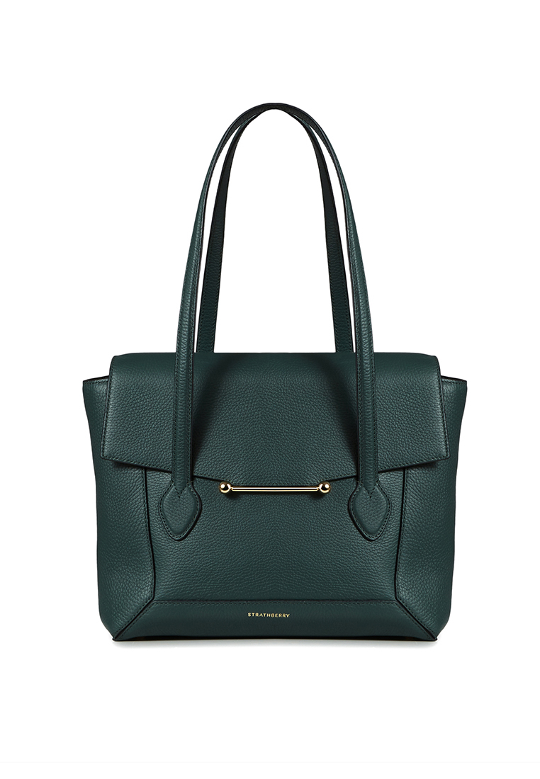 Strathberry MOSAIC TOTE GRAIN LEATHER BOTTLE GREEN