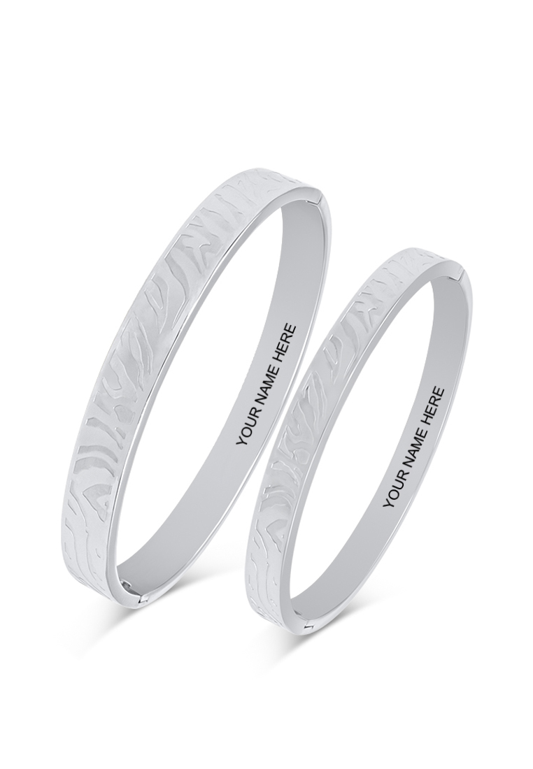 Summer Love Silver Stripes Of Happiness Bangle Couple Set