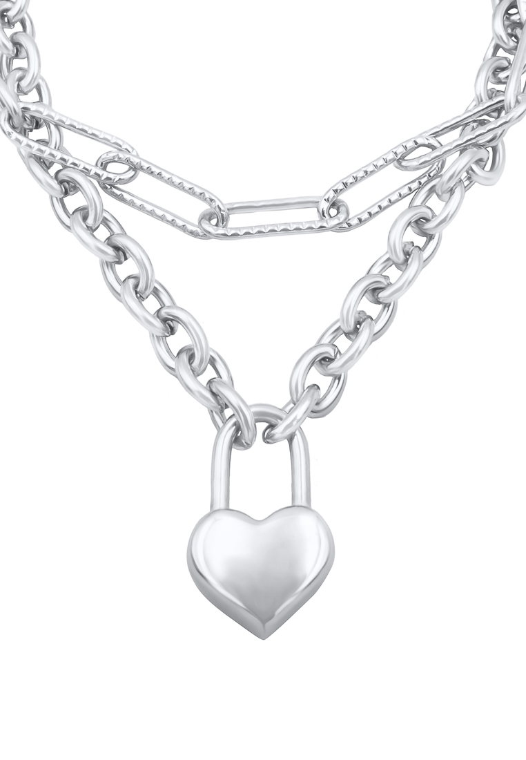 Summer Love Silver Bold Heart Bracelet