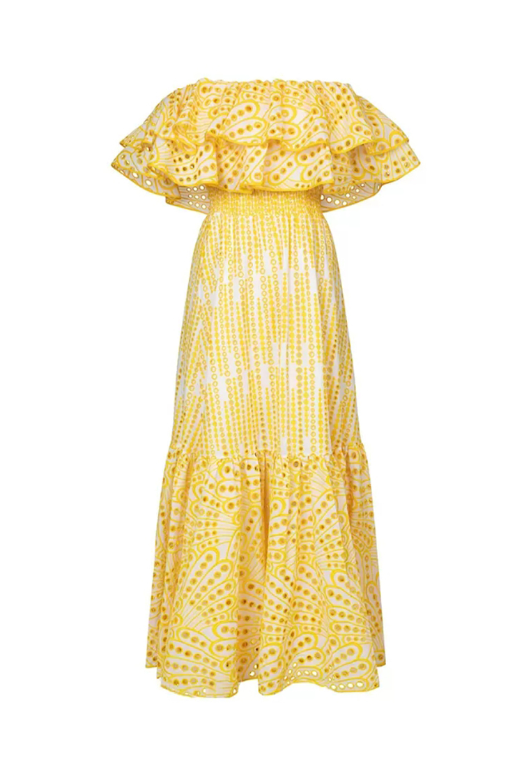 Sunnydaysweety 2024氣質長裙新款雙層鏤空洋裙CA24032630YE
