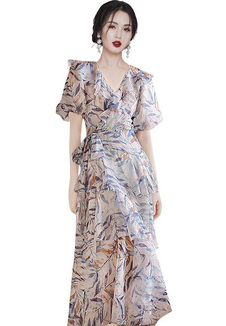 Sunnydaysweety 新款法式浪漫印花設計連衣裙CA100570