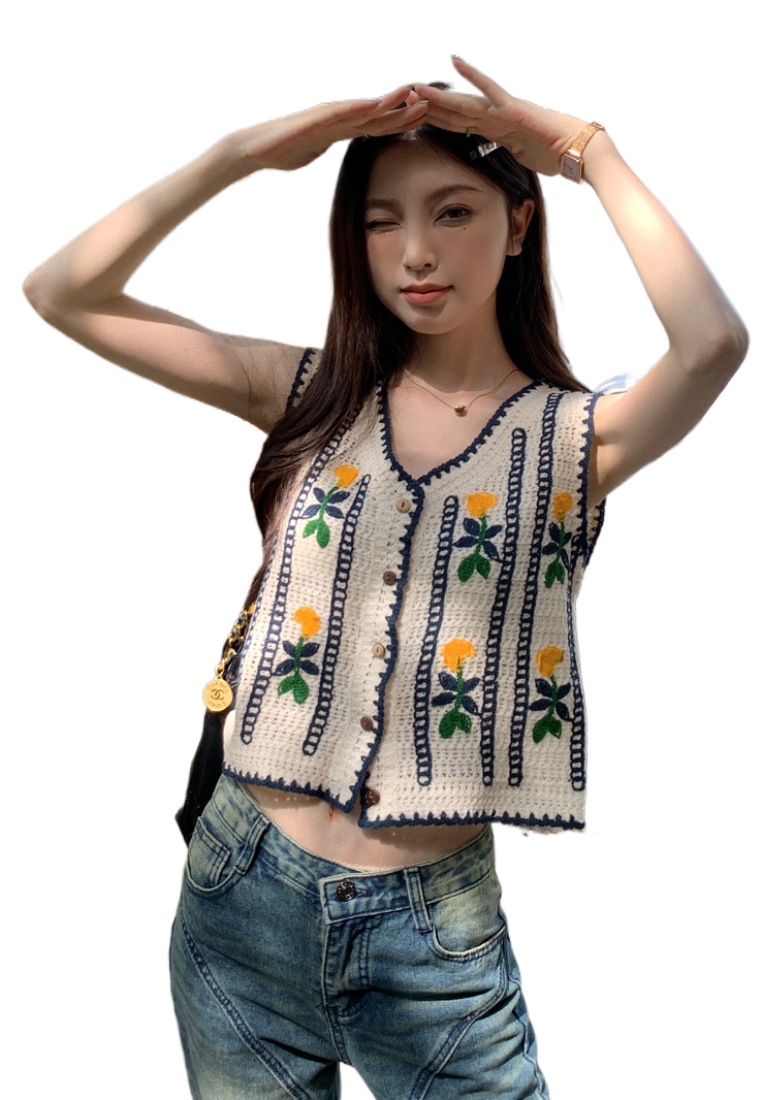 Sunnydaysweety 全新夏季鉤織彩色編織背心女裝上衣K061805