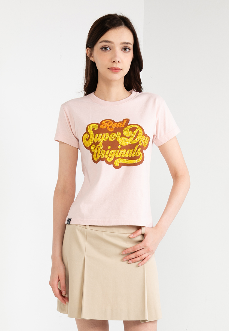 Superdry 70S Script 金屬感商標T恤