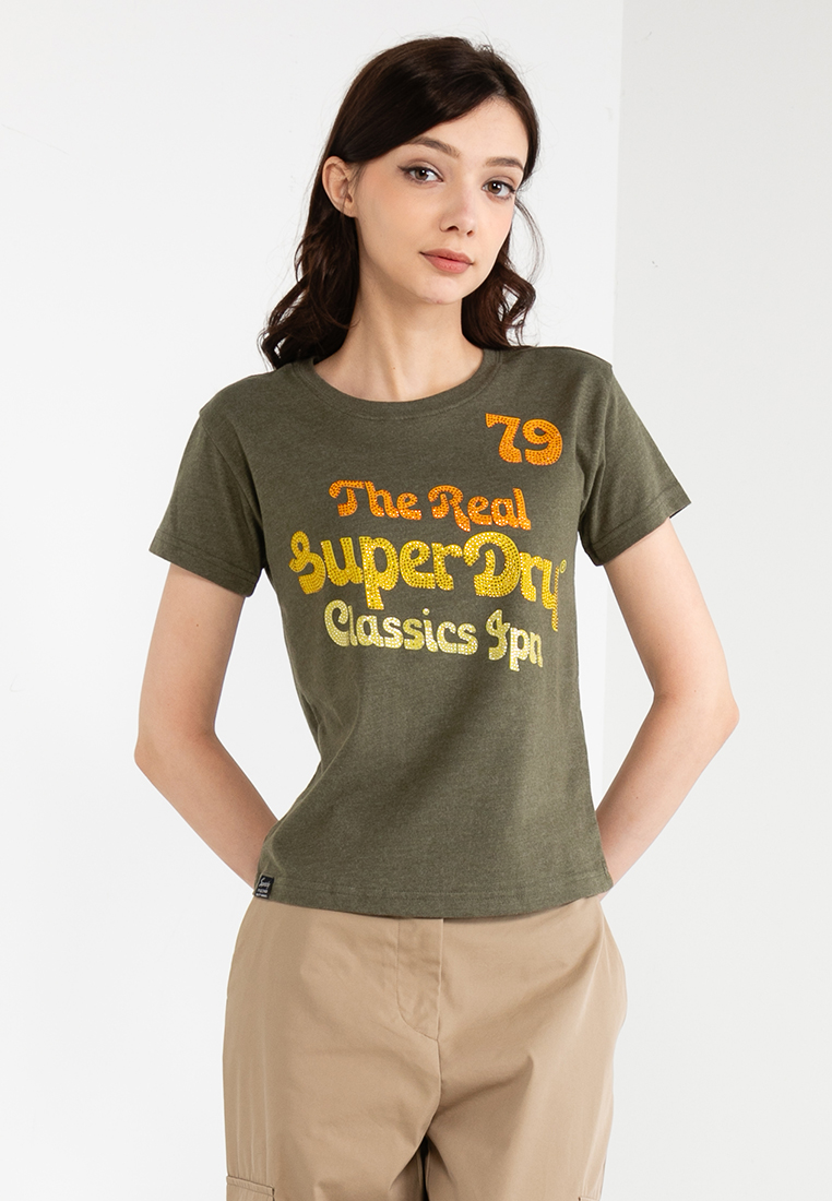 Superdry 70S Script 金屬感商標T恤
