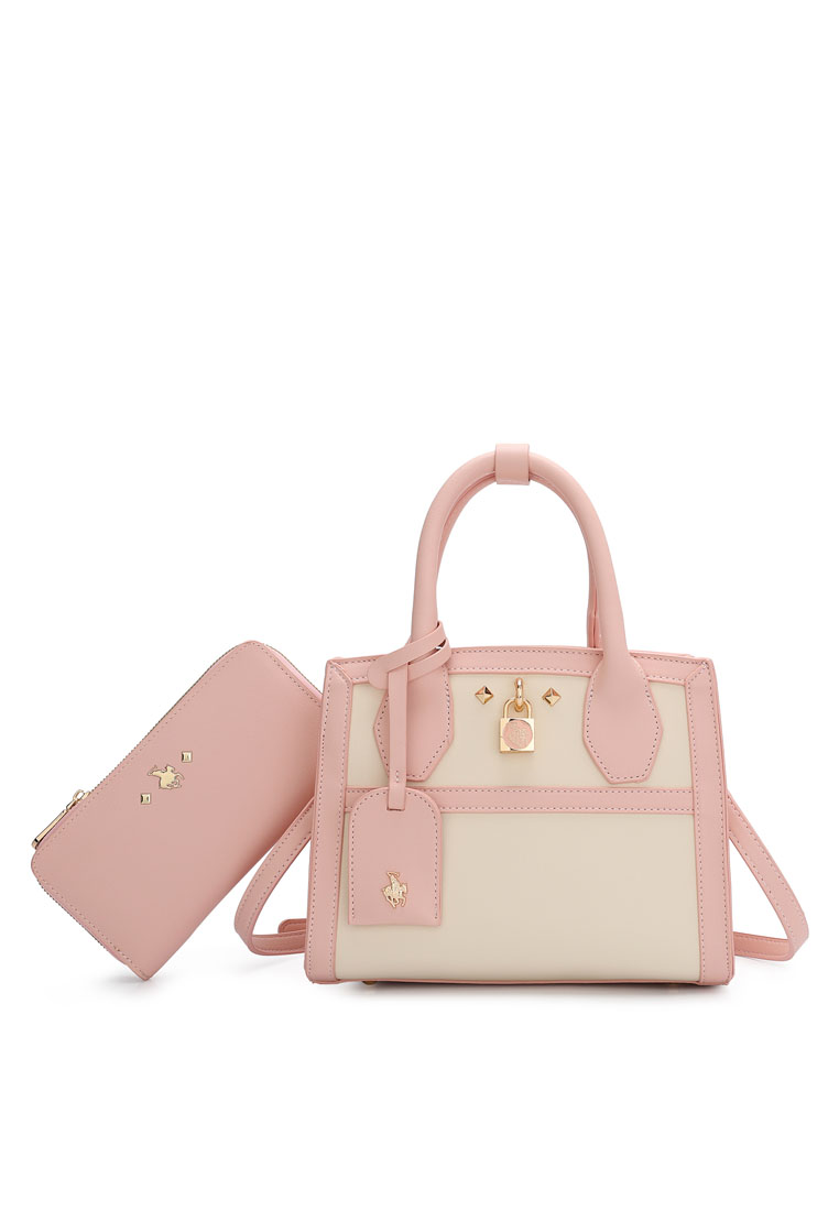Swiss Polo 2-In-1 Top Handle Bag & Zipper Purse (二合一 手拿包 & 皮夾) - 粉紅色