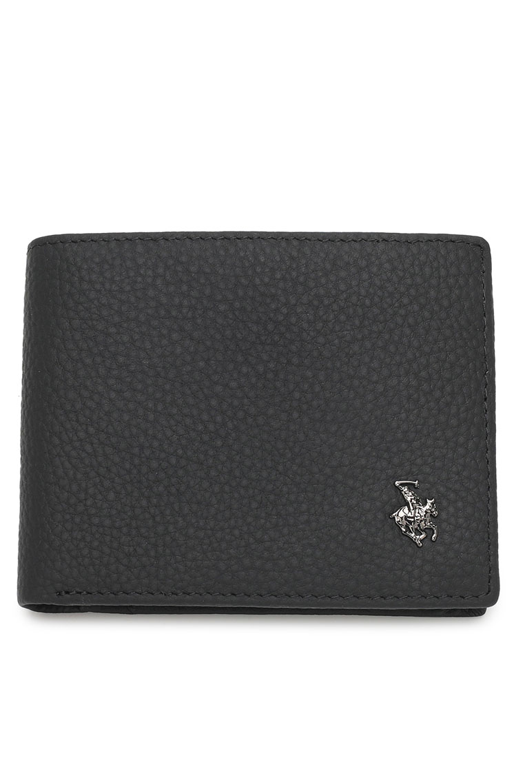 Swiss Polo Men's Genuine Leather RFID Blocking Bi Fold Wallet (Genuine 皮革雙折 RFID 皮夾) - 黑色