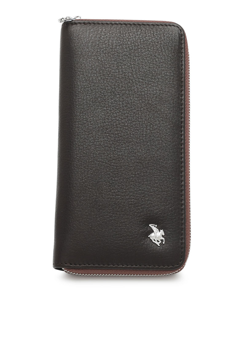 Swiss Polo Men's Genuine Leather RFID Zipper Long Wallet (皮革拉鍊皮夾) - 褐色