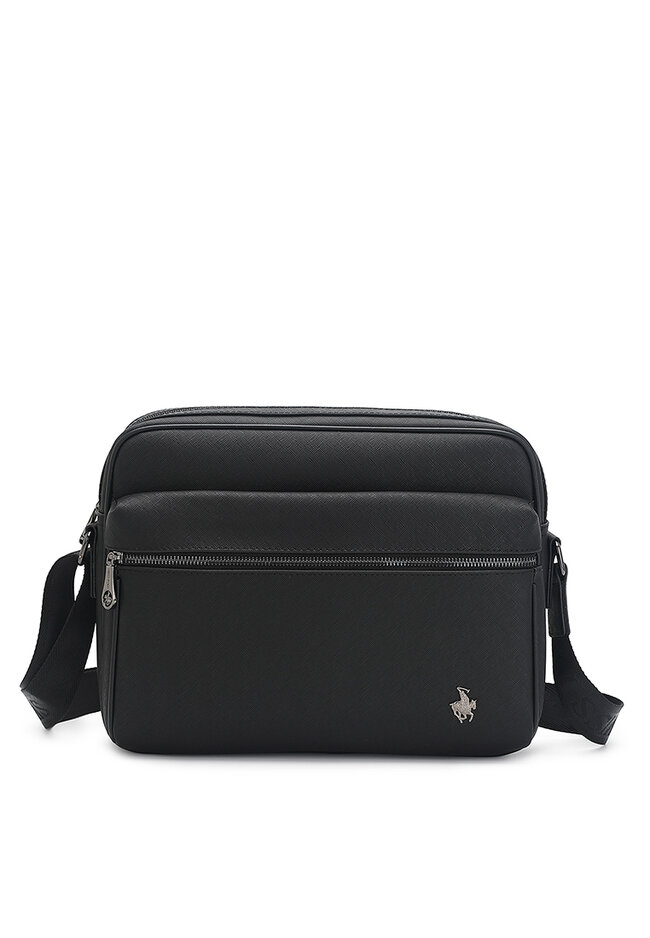 Swiss Polo Faux Leather Sling Bag / Crossbody Bag (斜背包) - 黑色