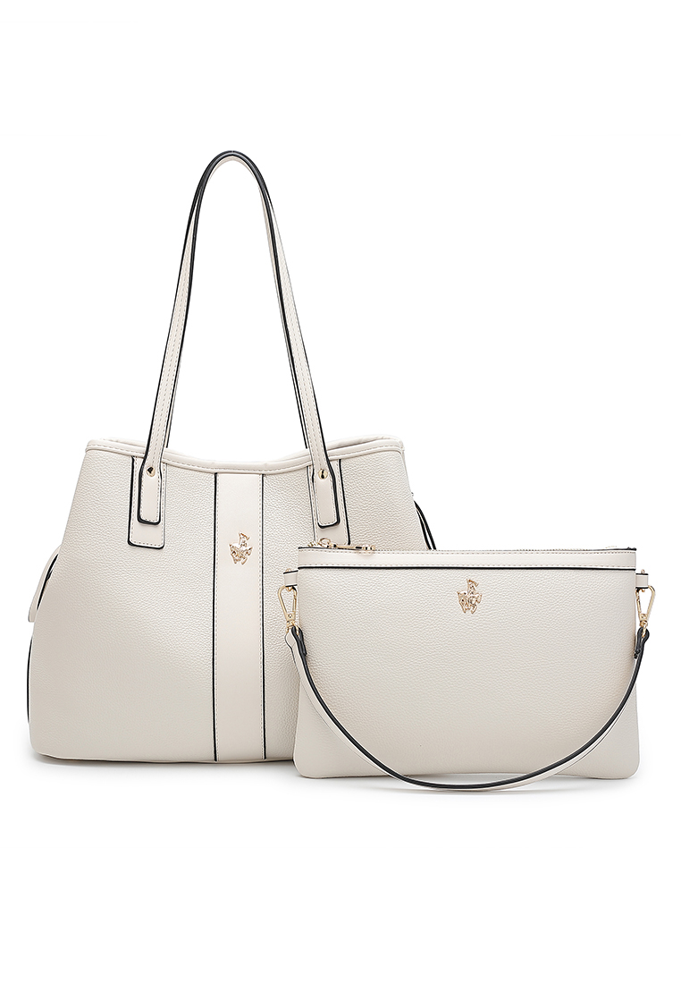 Swiss Polo 2-in-1 Tote Bag & Top Handle Bag (二合一 - 託特包 & 手拿包) - 白色