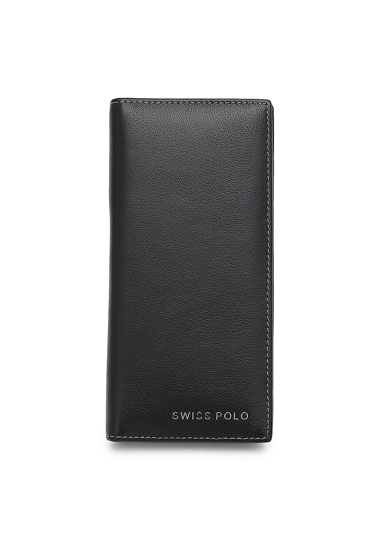 Swiss Polo Men's Genuine Leather RFID Blocking Fortune Long Wallet (Genuine 皮革 RFID 皮夾) - 黑色